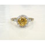 CITRINE AND DIAMOND CLUSTER RING