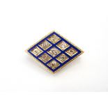 ATTRACTIVE DIAMOND AND BLUE ENAMEL SET F