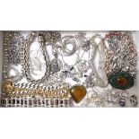 LOT OF SILVER JEWELLERY including various bracelets, one a slider example with tree detail,