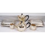 SILVER PLATED TEA SERVICE comprising teapot; water jug; sugar basin and milk jug,