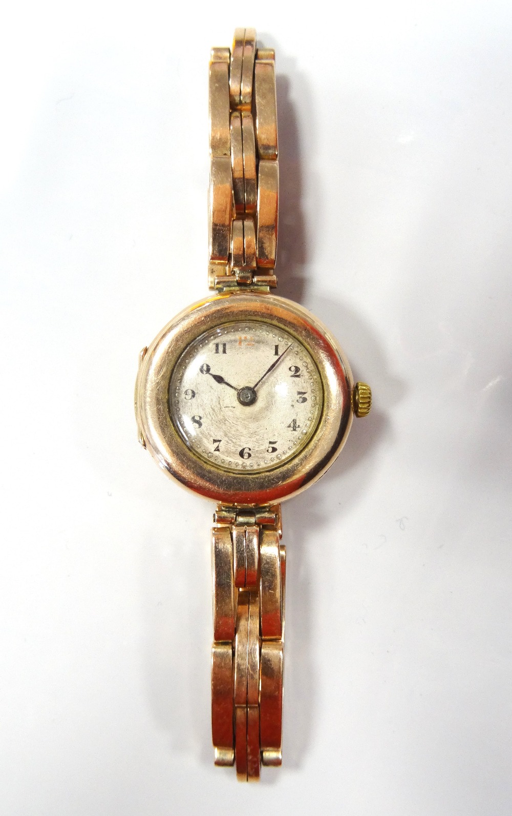 LADIES NINE CARAT GOLD CASED ROLEX WRISTWATCH the dial with Arabic numerals,