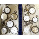 COLLECTION OF TEN 19th CENTURY SILVER CASED POCKET WATCHES small size,