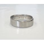 EIGHTEEN CARAT WHITE GOLD WEDDING BAND formed of two bands, one with brushed finish,