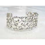 TIFFANY & CO SILVER PALOMA PICASSO OLIVE LEAF CUFF with pierced olive leaf decoration overall