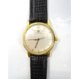 GENTLEMAN'S 1960's OMEGA WRISTWATCH the diamond patterned champagne dial with baton five minute