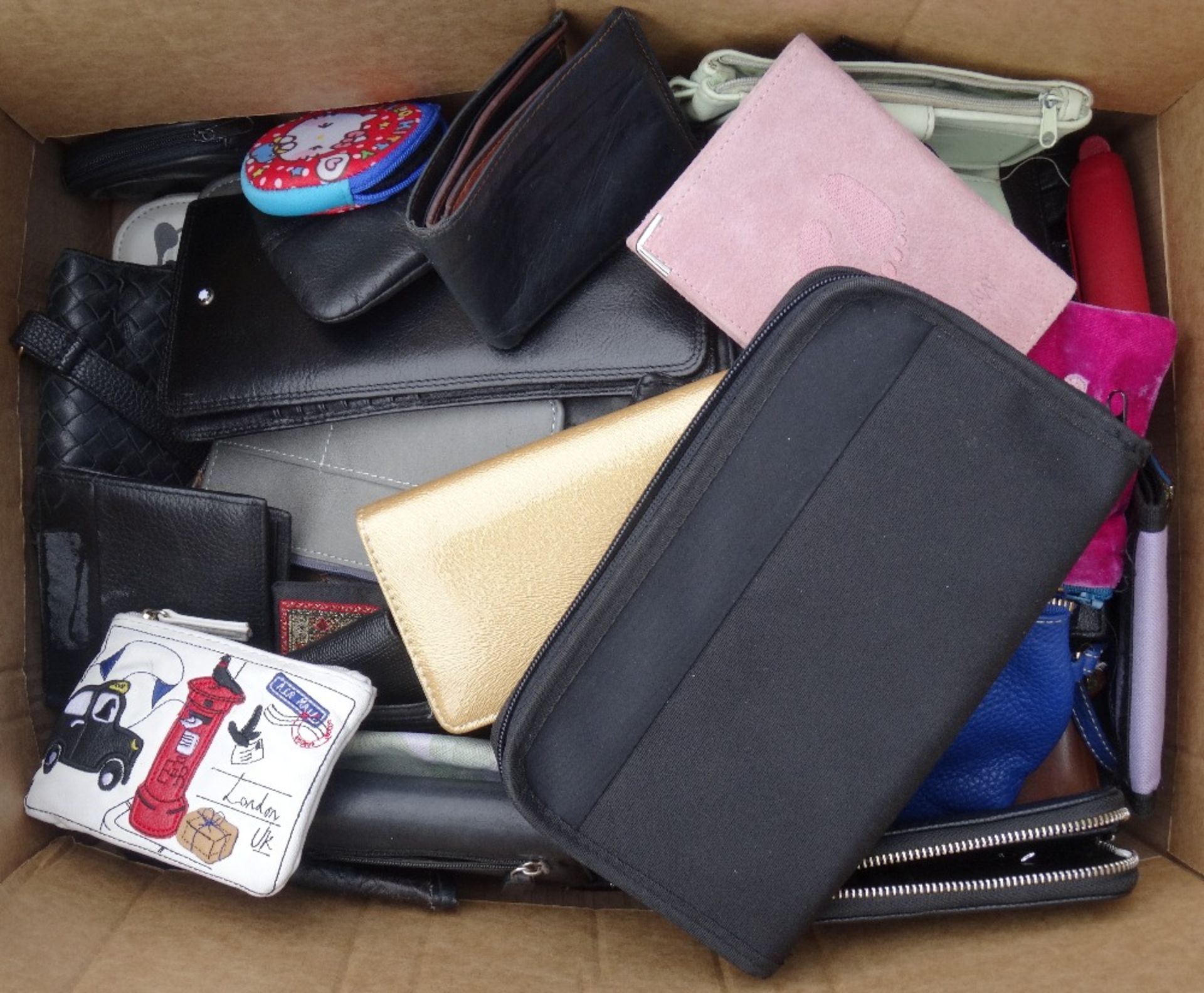 ONE BOX OF PURSES, WALLETS AND DOCUMENT