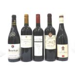 SELECTION OF FRENCH RED WINES Five bottles of French Re Wine from different regions and makers.