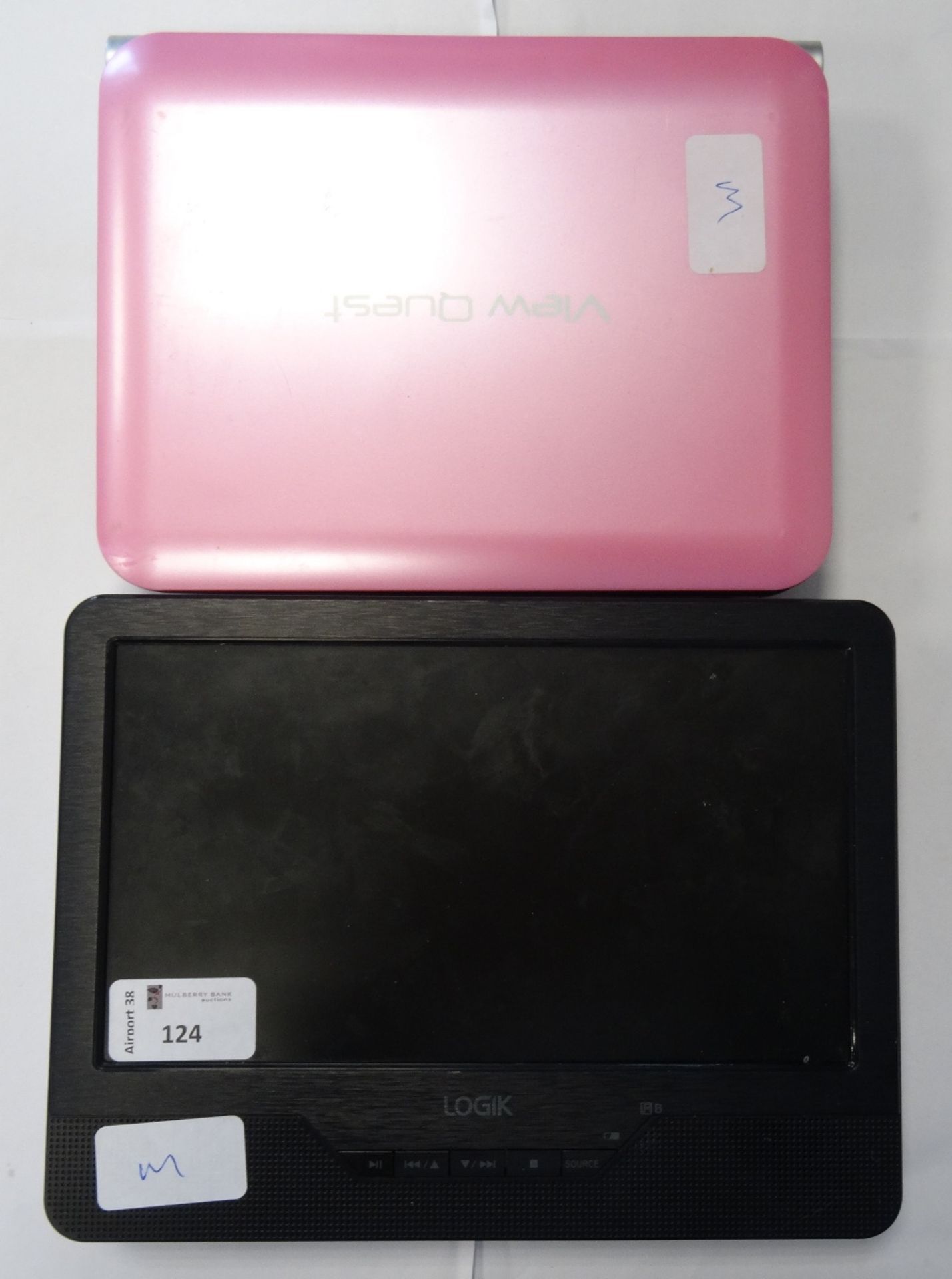 TWO PORTABLE DVD PLAYERS comprising: one VIEW QUEST DVDHP-P; and one LOGIK L9DUALM13.