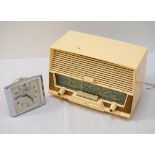 1950's 'SONORA PRINCESSE' BAKELITE RADIO together with a period 'Wehrle' table clock (2)