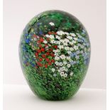 PETER RAOS MONET SPRING COLLECTION GLASS PAPERWEIGHT with multi-coloured millefiori flower and