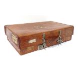 VINTAGE 'REVELATION' LEATHER BOUND SUITCASE with interior straps,