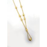 TWENTY-ONE CARAT GOLD NECKLACE the chain with ball detail and pendant drop, approximately 7.