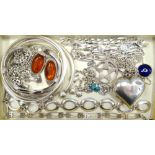 SELECTION OF SILVER JEWELLERY comprising bangles and bracelets of various designs,