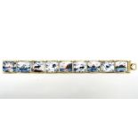 ATTRACTIVE NORWEGIAN ENAMEL DECORATED SILVER GILT BRACELET by Elvik & Co.