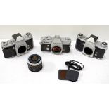 CANON 'PELLIX' CAMERA BODY Canon Super-Canomatic 50mm lens, Praktica IV and IV F camera bodies,