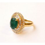 EMERALD AND DIAMOND CLUSTER DRESS RING the central emerald approximately 2.