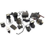 COLLECTION OF VINTAGE AND OTHER CAMERAS AND EQUIPMENT includes various box Brownie, Halina 6-4,
