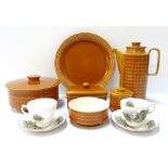 HORNSEA POTTERY PART DINNER SERVICE decorated in the Saffron pattern, comprising dinner plates,