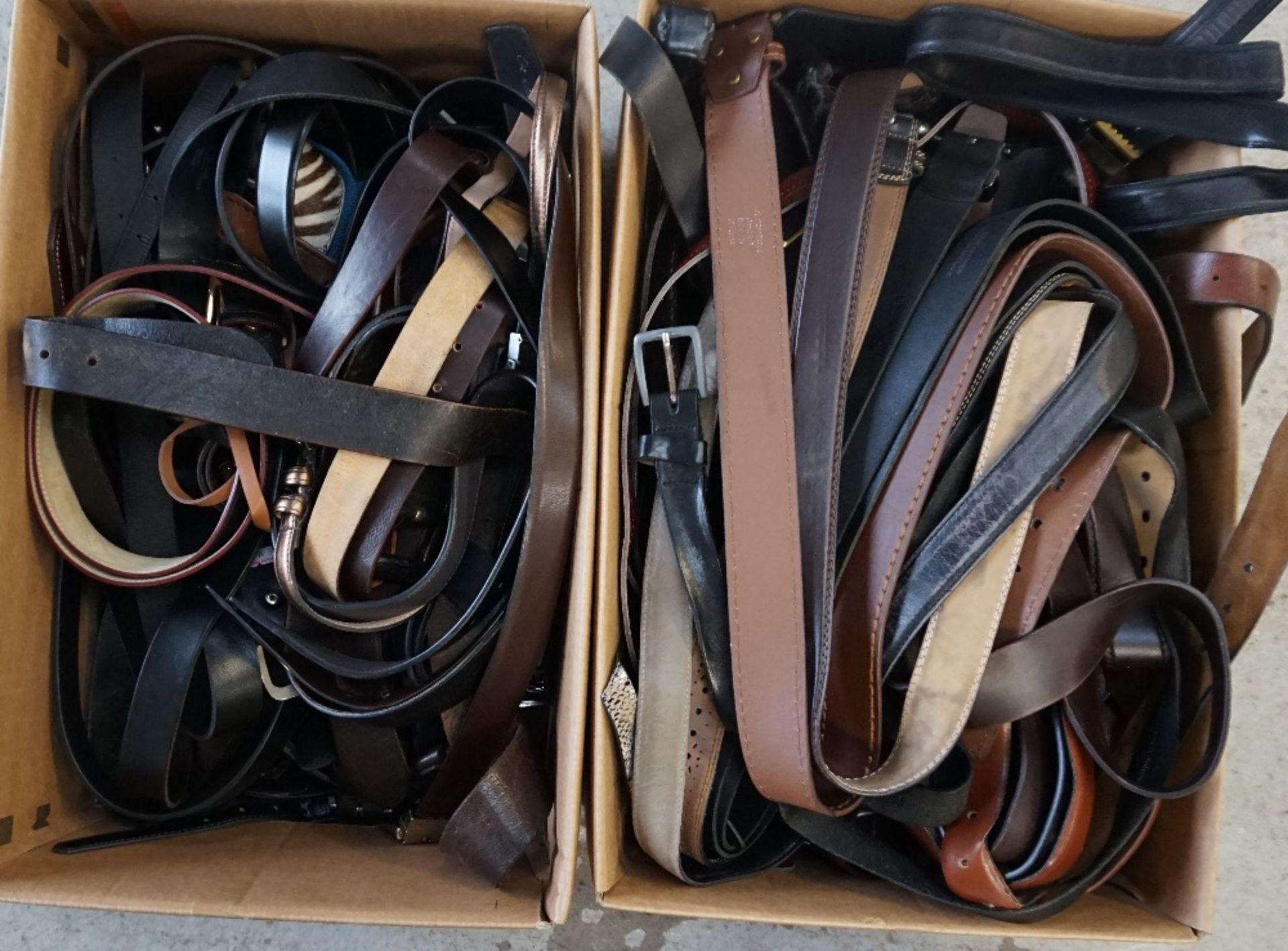 TWO BOXES OF LADIES' AND GENTS' BELTS