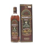 BUSHMILLS 16YO A bottle of the Bushmills Rare 16 Year Old Single Irish Malt Whiskey. 700ml.