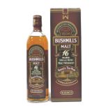 BUSHMILLS 16YO MALT A bottle of the Bushmills 16 Year Old Rare Single Irish Malt Whisky. 70cl.