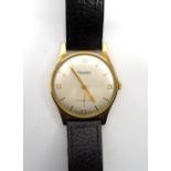 1950's GENTLEMAN'S 'ROTARY' NINE CARAT GOLD CASED WRISTWATCH with Arabic numerals,