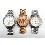 THREE LADIES MICHAEL KORS WRISTWATCHES model numbers MK-5018,