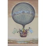 ITALIAN SCHOOL Hot Air Ballooning A Set of Four Coloured Engravings Each 39cm x 28cm