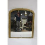 A VICTORIAN GOLD PAINTED OVERMANTLE MIRROR the moulded frame with rounded corners 123cm x 98cm