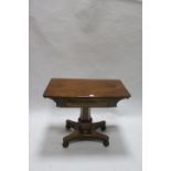 A 19th CENTURY MAHOGANY SIDE TABLE the rectangular top above a single frieze drawer with cushioned