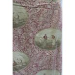 A MISCELLANEOUS COLLECTION OF FABRIC including a pair of curtains with matching pelmet etc