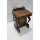 A VICTORIAN WALNUT AND SATINWOOD INLAID DAVENPORT,