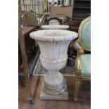 A PAIR OF CAMPANA SHAPED GARDEN URN,