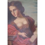 A CONTINTENAL SCHOOL Classical female shown in a garden landscape with book Unsigned Oil on
