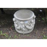 A PAIR OF GEORGIAN STYLE CIRCULAR GARDEN PLANTERS,