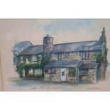 JACKIE NICHOLSON Coryton Arms St Mellion Watercolour 20cms x 26cms