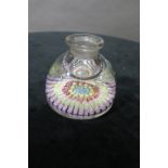 A MILLI FIORI GLASS PAPERWEIGHT INKWELL.