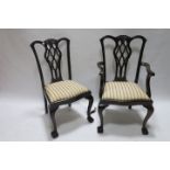 A SET OF EIGHT GEORGIAN STYLE MAHOGANY DINING ROOM CHAIRS, (INCLUDING TWO CARVERS),