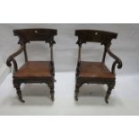 A VERY FINE PAIR OF WILLIAM IV MAHOGANY LIBRARY CHAIRS,