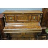 A VICTORIAN WALNUT CASED UPRIGHT PIANO BY SCHIEDMAYER RETAILED BY CRAMER WOOD AND CO DUBLIN the