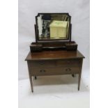 AN EDWARDIAN MAHOGANY AND MARQUETRY INLAID DRESSING TABLE,