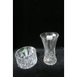 A WATERFORD CUT GLASS VASE, together with a waterford cut glass bowl,(2).