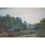 C L SAUNDERS River Landscape Signed lower left Watercolour 47cms x 72cms