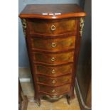 A CONTINENTAL STYLE KINGSWOOD AND GILT BRASS MOUNTED TALLBOY,