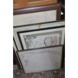 FIVE FRAMED MAPS, one inscribed England South Coast, Bay of Portland to St Albans Head,