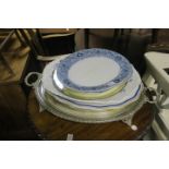 A MISCELLANEOUS COLLECTION, to include serving tray, plates etc.