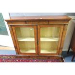 A VICTORIAN MAHOGANY AND MARQUETRY INLAID DISPLAY CABINET,