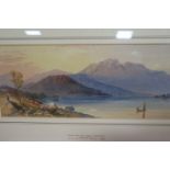 WILLIAM HENRY EARP Evening on Lough lommond Scotland 1886 Watercolour 13cms x 31cms