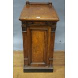 A 19th CENTURY WALNUT VENEERED PEDESTAL,