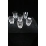 SIX WATERFORD CUT GLASS TUMBLERS.